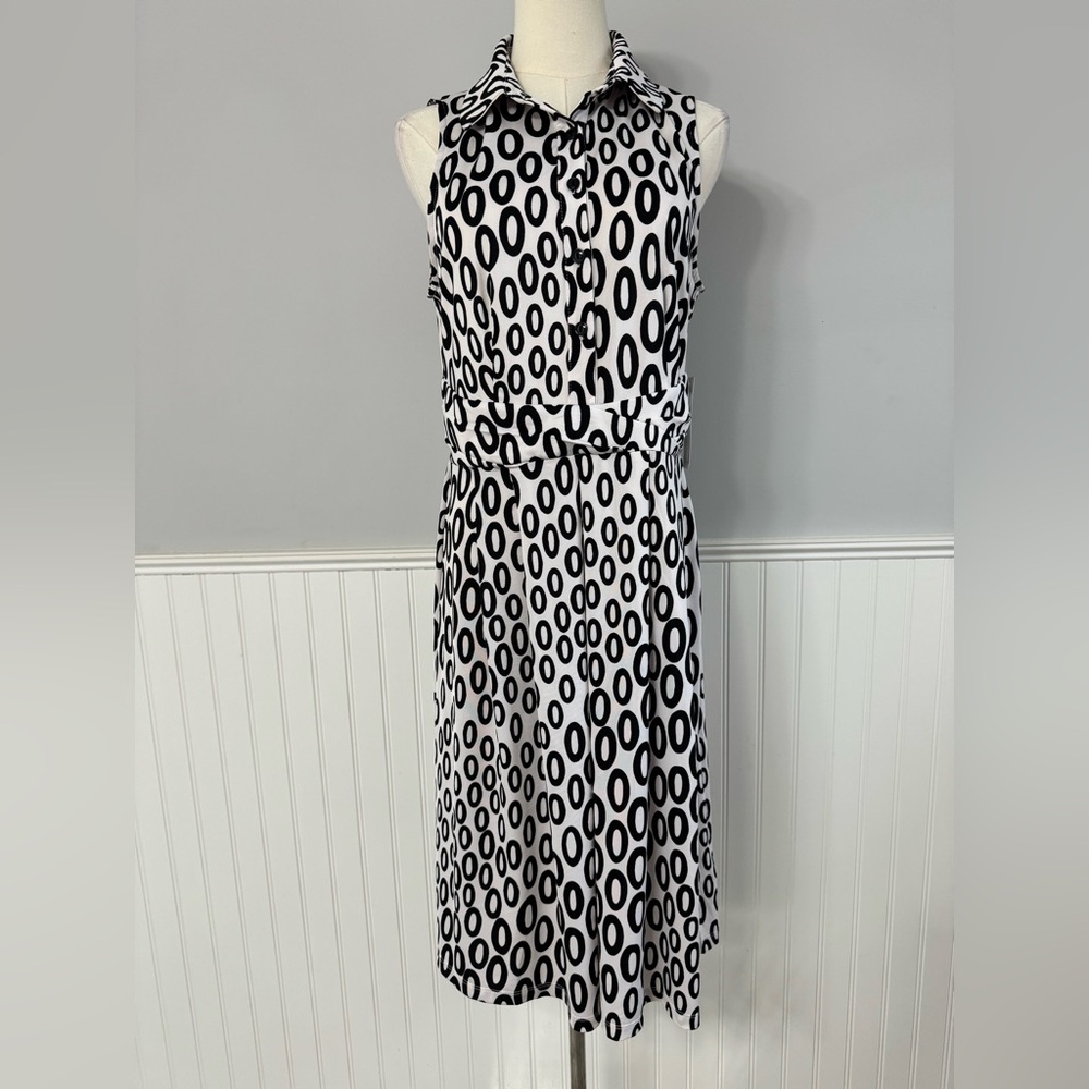 Shelby & Palmer Monochrome Patterned Midi Dress